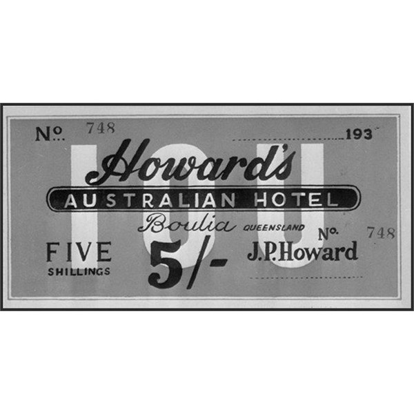 I O U' note issued by Howards Australian Hotel Boulia 1930