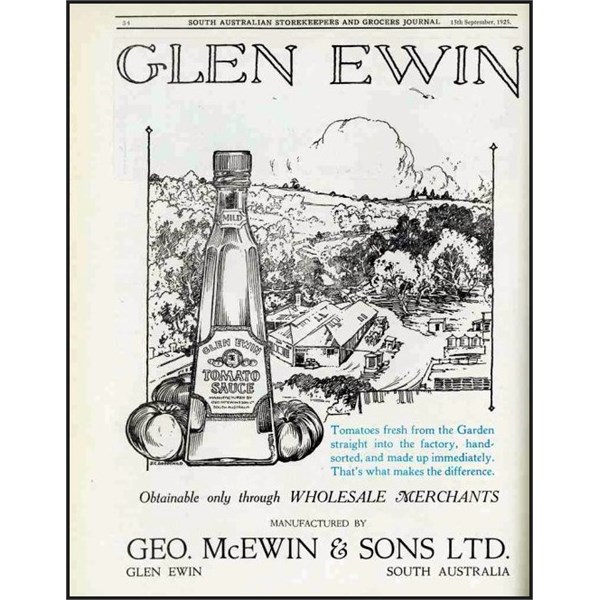 Advertisement for Glen Ewin tomato sauce