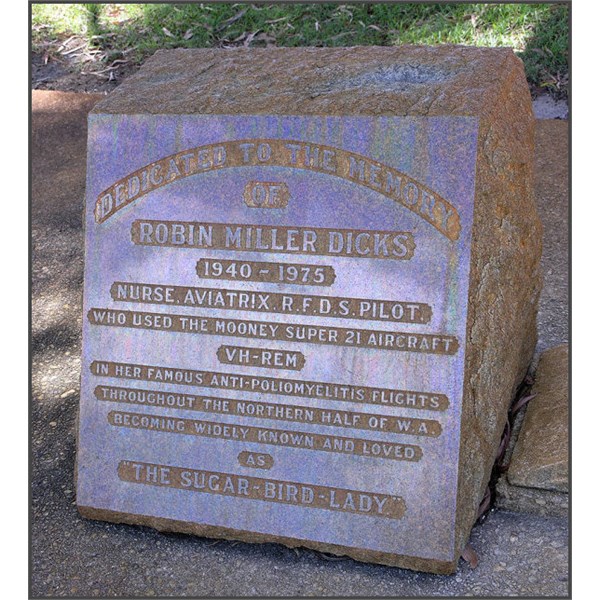 Memorial Plaque to The Sugar Bird Lady.