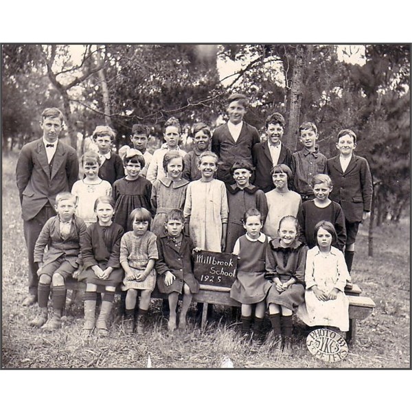 Millbrook School students 1925 ,my Mother holding the sign