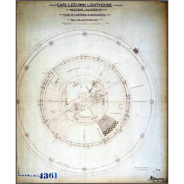 Cape Leeuwin Lighthouse  Plan of Lantern and Apparatus 1915