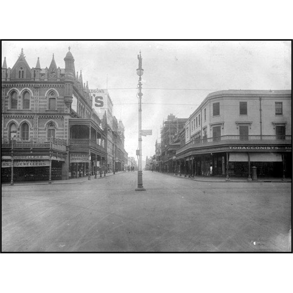 Beehive Corner, Rundle Street looking east from King William Street, c1916