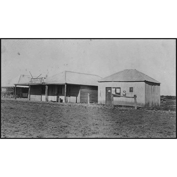 Birdsville Post Office 1926 with post box and hitching post