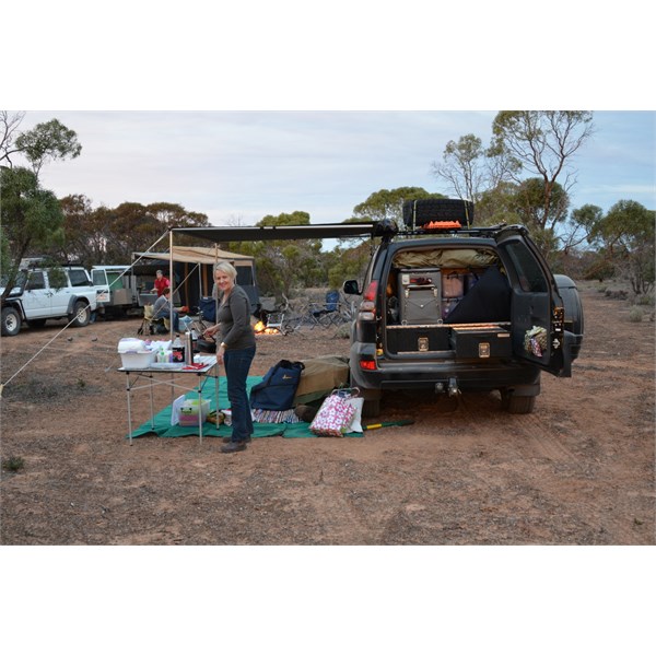 Our Black Widow Awning in use