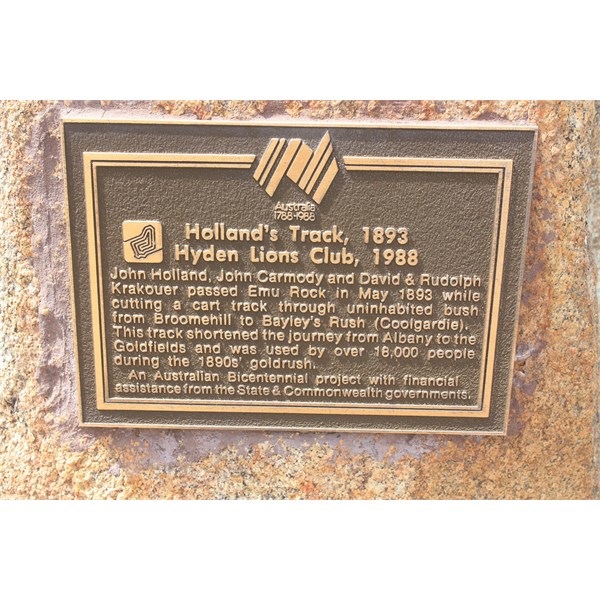 Plaque at Emu Rock 