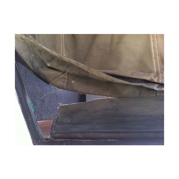 torn canvas on seam
