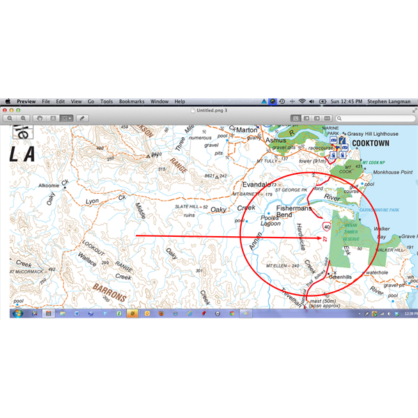Hema's own 1:250k map - missing section of road south of Cooktown