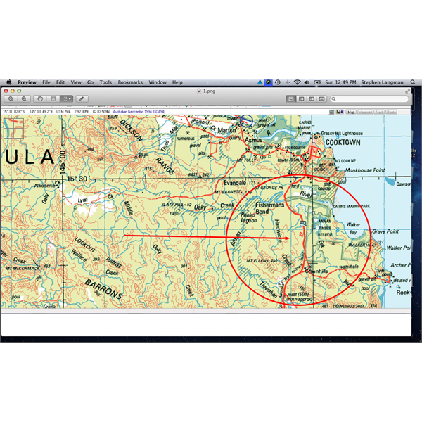 Natmap series 1:250k map, more detail and not missing section of road