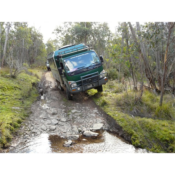 Avoiding a big hole on right of truck