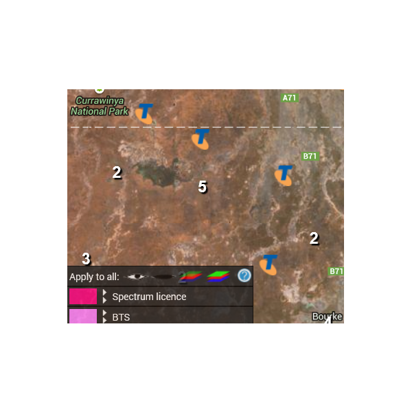Telstra mobile towers between Bourks and Hungerford