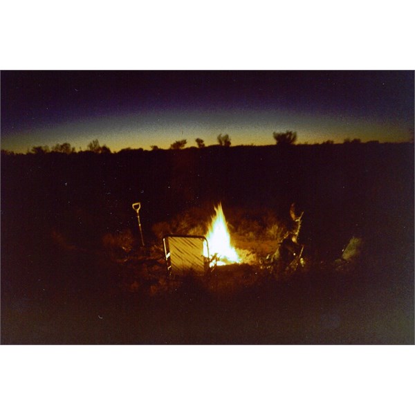 Doing the journal by firelight - Gunbarrel Hwy 1985