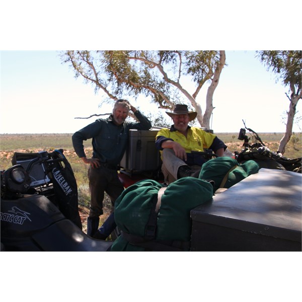 Jaydub and me taking a break - Great Sandy Desert 05Aug13