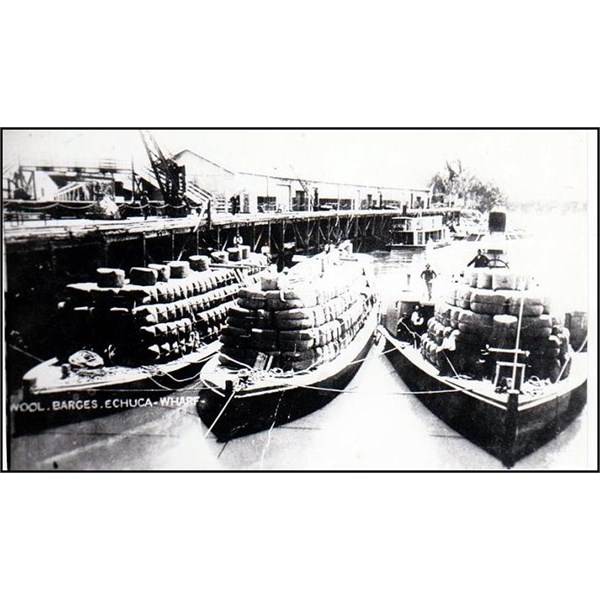 River boats Loaded with wool at Echuca Wharf