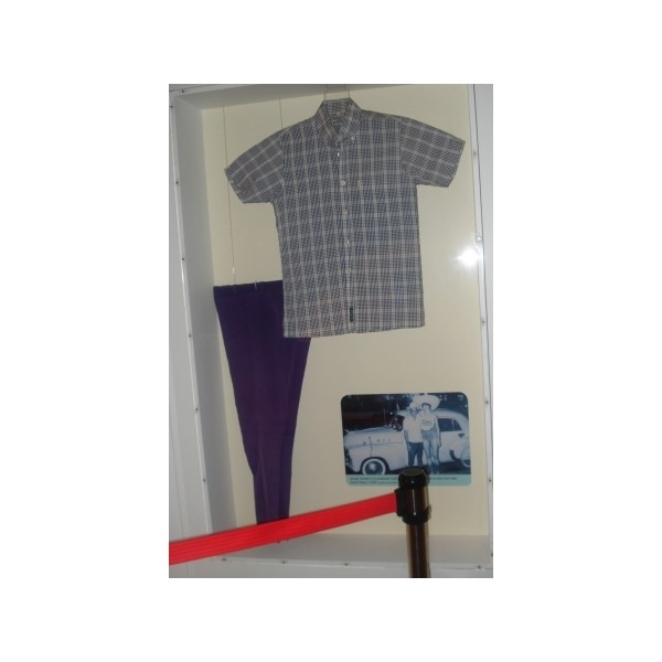 George's famous purple pants and one of his shirts.