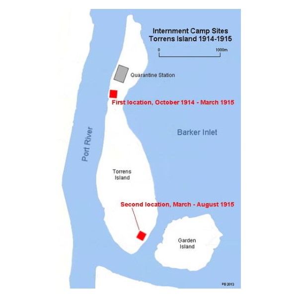 The two sites of the Torrens Island Internment Camp