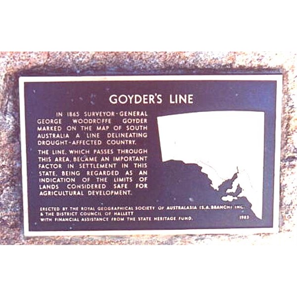 Goyder's Line, This plaque was erected at Terowie