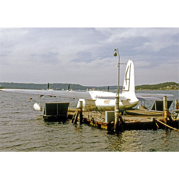 Ansett Short Sandringham at the Rose Bay seaplane terminal in 1970