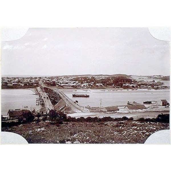 Two Bridges Over River with Cargo Boat, Fremantle 1896