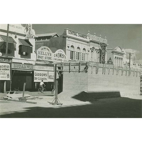 Newly constructed air raid shelter on East Street, Rockhampton, ca. 1942