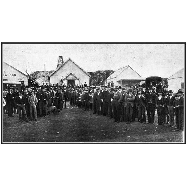 Striking miners outside Miners Hall, Lucknow, 1897