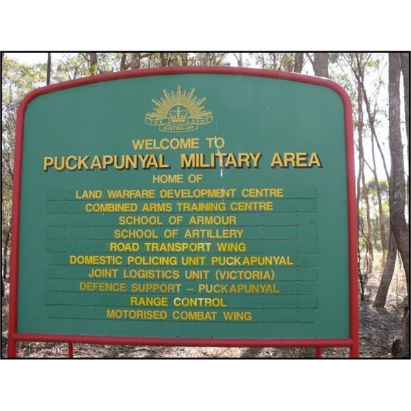 Entrance to Puckapunyal Army Barracks and Training Centre