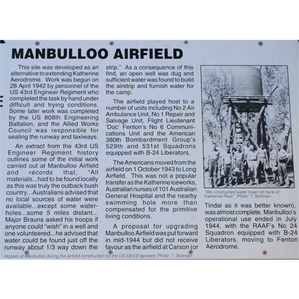 Manbullo Airstrip info sign