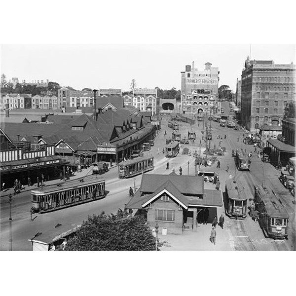 Trams in Circular Quay, early 20th century
