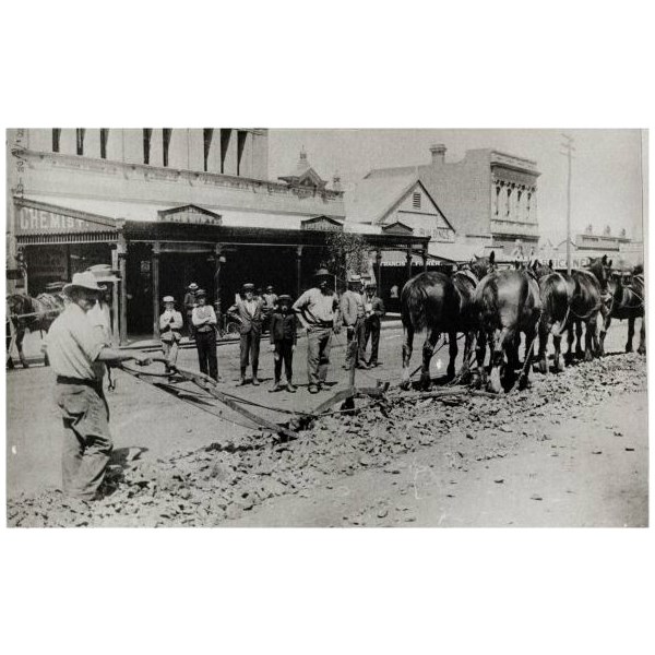Preparing the ground for the tram track,