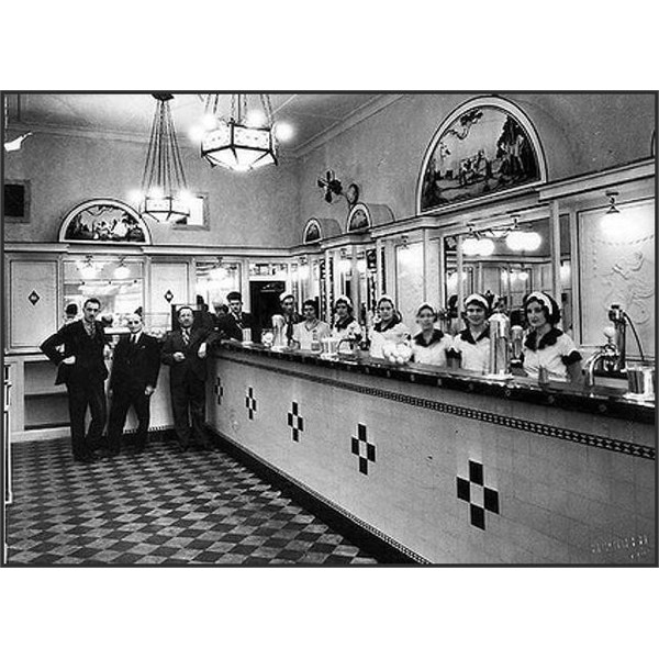 Interior of the Black & White Milk Bar, Martin Place, Sydney  Mick Adams 1932 