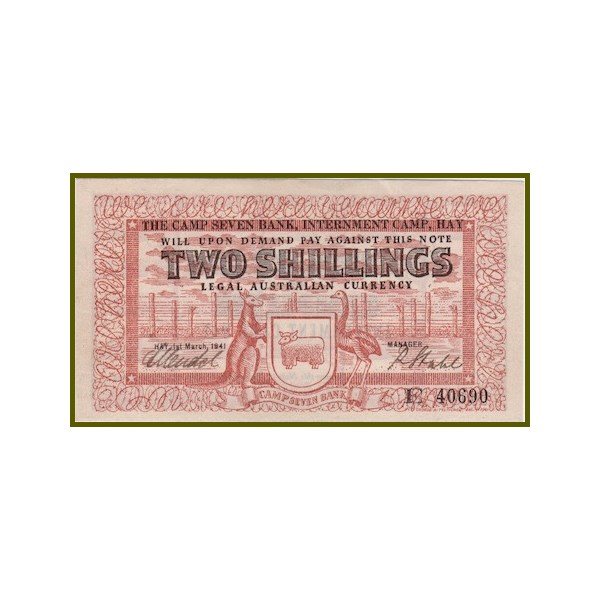 The Camp 7 Hay Internment Camp 2 Shilling note