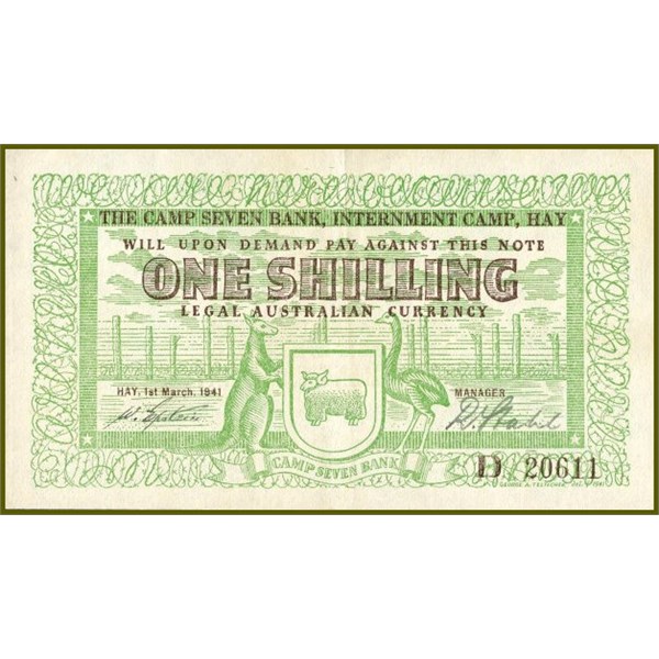The Camp 7 Hay Internment Camp 1 Shilling note
