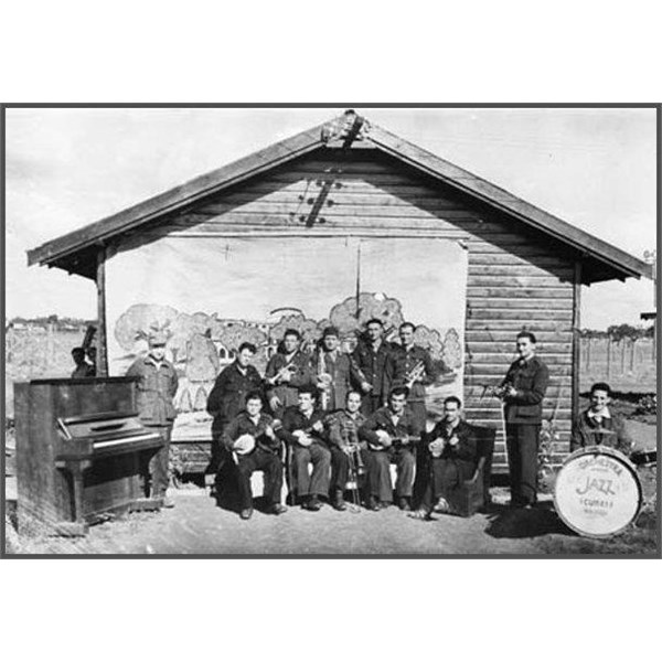 The Hay camp orchestra made up of Italian prisoners of war, 1943