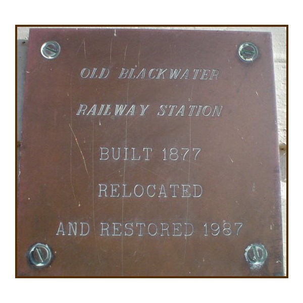 Plaque at Old Railway Station at Blackwater 