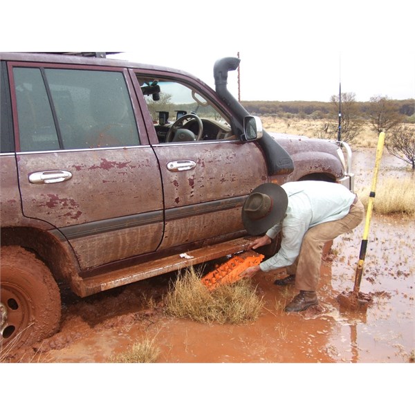 Bogged - note no close high ground