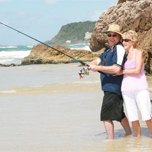 Fantastic beach fishing at Ocean Beach Tourist Park, Gold Coast