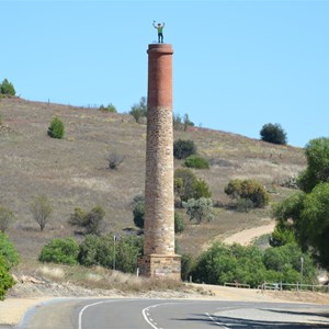 Peacock's Chimney stands at the entrance to the Burra Mine Site
