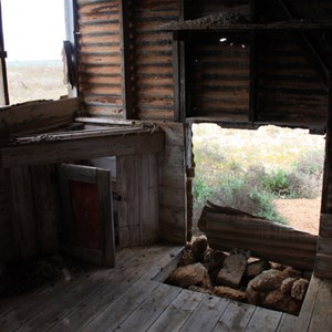 Inside the hut at the well site