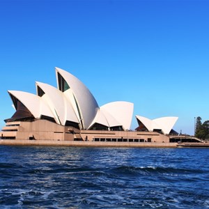 A view of the Opera House across Sydney Cove