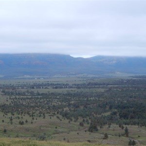 The walls of Wilpena Pound covered in low lying cloud