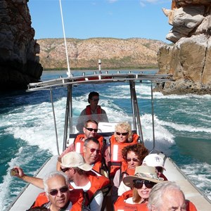 Talbot Bay - Horizontal Waterfalls - Our party - four nearest the skipper.