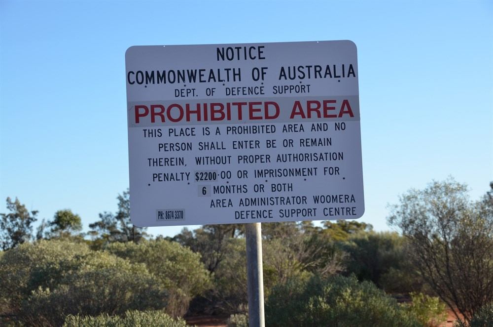 Woomera Prohibited Area Boundary Sign SA ExplorOz Places