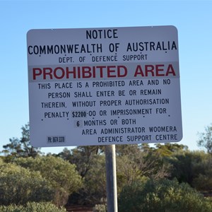 Woomera Prohibited Area Boundary Sign