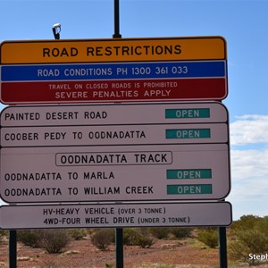 Painted Desert & Oodnadatta Track Road Conditions Sign
