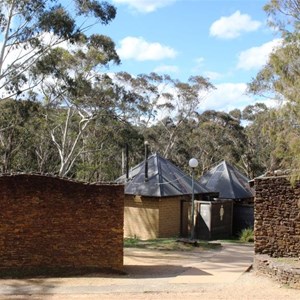 Toilet facilities at Govetts Leap Lookout. The lookout is on the left.