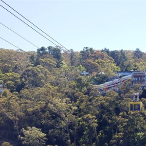 View of Scenic World from the Katoomba Falls track