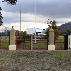 The free camp area is near the town's memorial gates