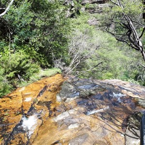The point where Leura Cascades becomes Leura Falls