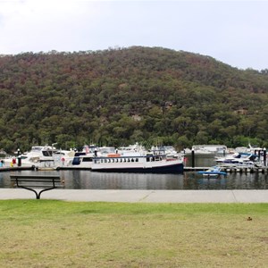 Moored boats near the park