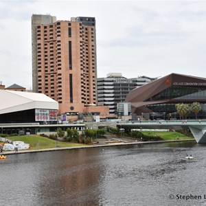 View from the new Adelaide Riverbank Pedestrian Bridge