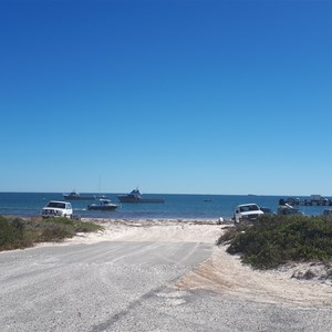 Sand boat ramp with jetty